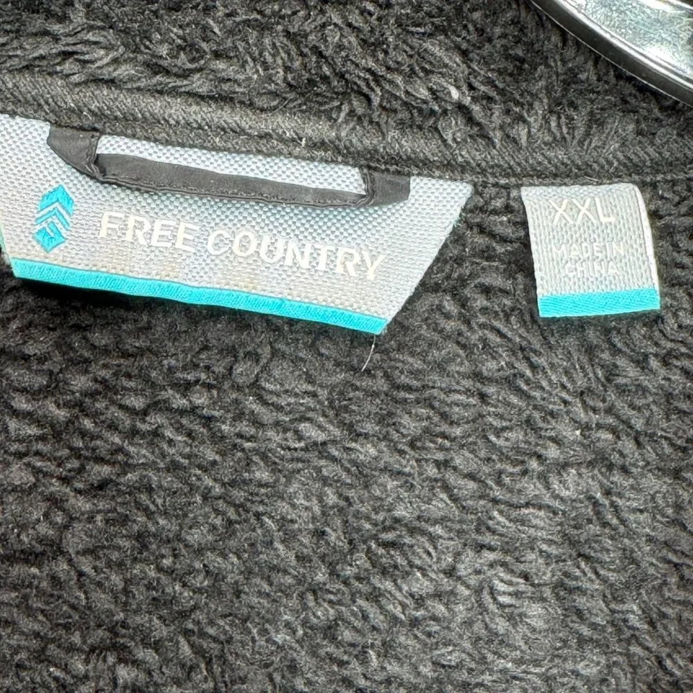 Free Country Womans Size XXL Plush Faux Fur Zip-Up Jacket - Black Polyester - Picture 3 of 10